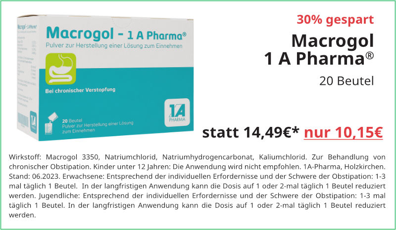 Macrogol 1 A Pharma 20 Beutel für 10,15 €
