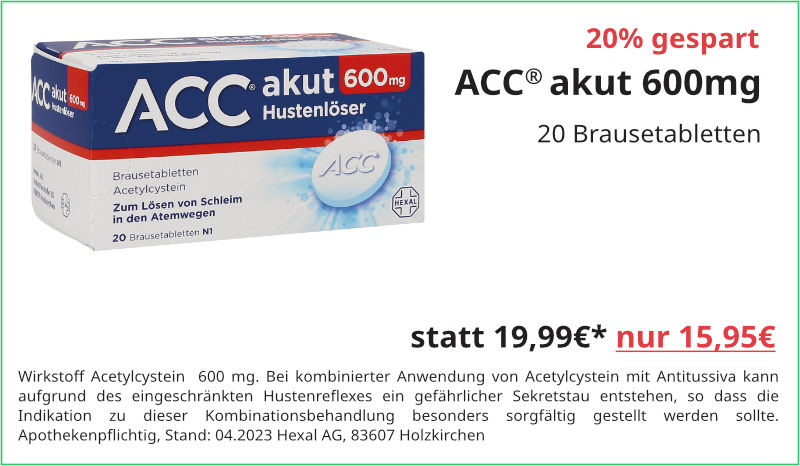 ACC akut 600mg 20 Brausetabletten für 15,95 €