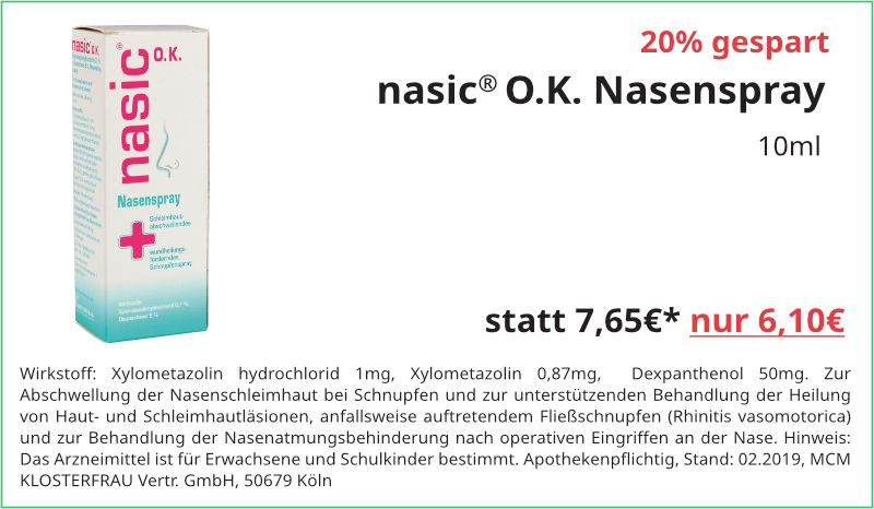 nasik OK Nasenspray 10ml für 6,10 €